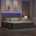 vidaXL LED úložná posteľ s matracom Svetlosivá 200 x 200 cm Látka