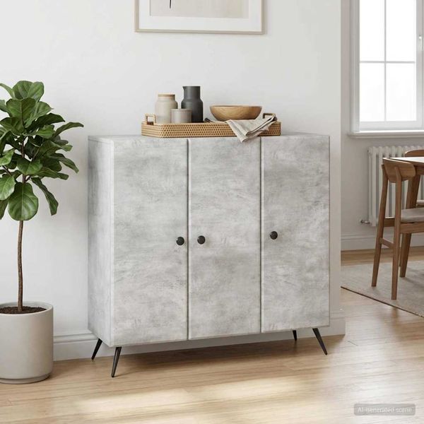 vidaXL Servírovacia skriňa Betónovo sivá 89 x 34,5 x 80 cm