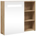 vidaXL Zrkadlová skrinka do kúpeľne s LED svetlom dubová 60x13x52 cm