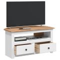 vidaXL Rohová TV skrinka biela 93x49x49 cm borovicový masív Panama Range