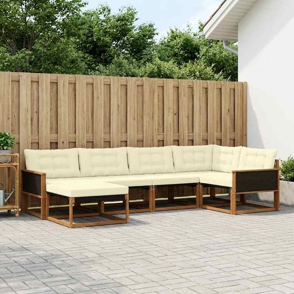 vidaXL Záhradná súprava gaučov s vankúšom 6 pcs Prírodná a krémová