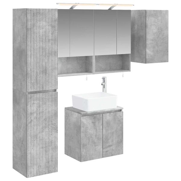 vidaXL Set kabinetov do kúpeľne 5 pcs Betónovo sivá 50 x 14,5 x 70 cm