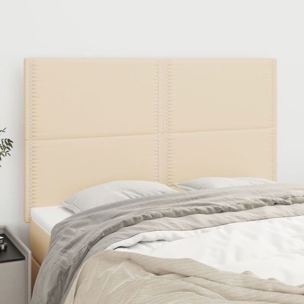 vidaXL Čelo postele krémové 144x5x118/128 cm látkové