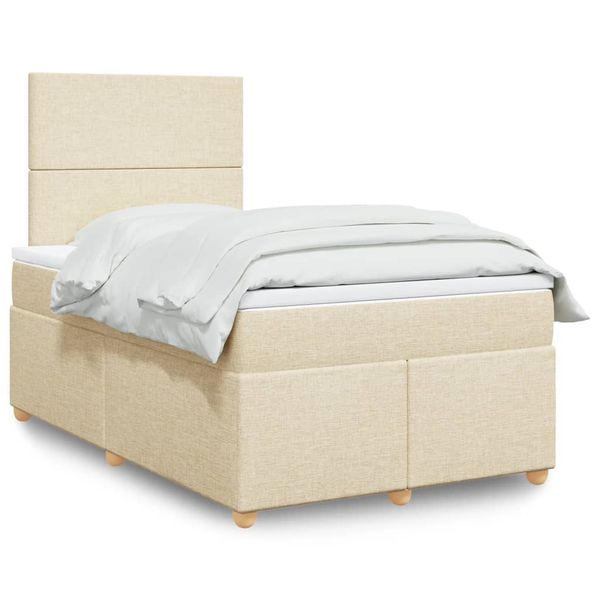 vidaXL Boxspring posteľ s matracom krémová 120x190 cm látka