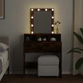 vidaXL Toaletný stolík s LED dymový dub 80x41x144,5 cm