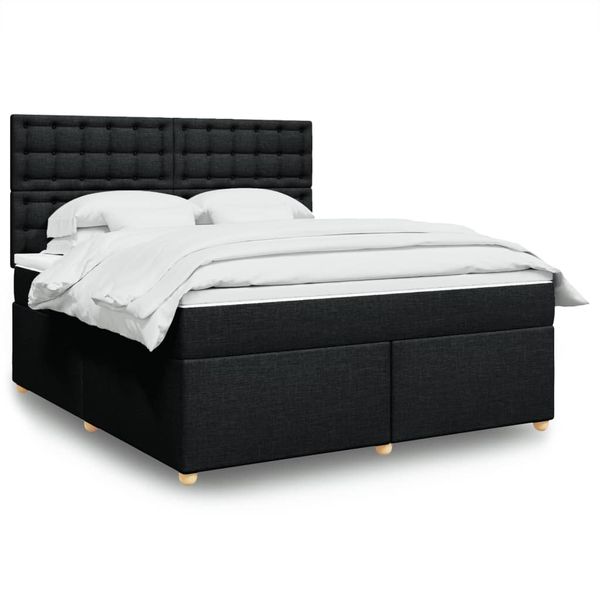 vidaXL Posteľný rám boxspring s matracom čierny 180x200 cm látka