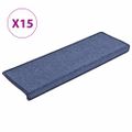 vidaXL Schodové rohože 15 ks 65x21x4 cm modré s obdĺžnikovým okrajom