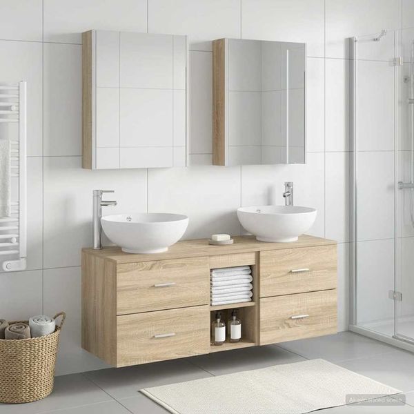 vidaXL Sada kúpeľňového nábytku 5 pcs Dub sonoma