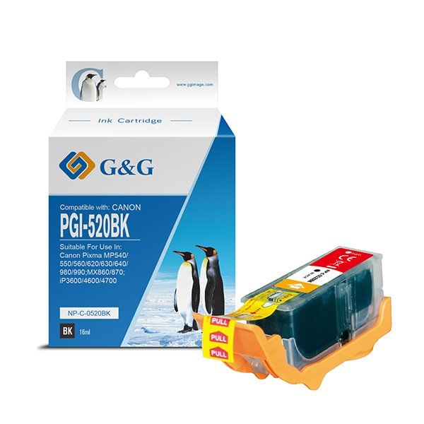 alt. kazeta G&G pre CANON PGI-520BK  iP 3600 / iP 4600 / iP 4700 / MX 860 / MX 870 / MP 540 / MP 550 / MP 560 (19,4ml)