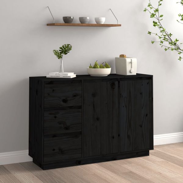 vidaXL Komoda čierna 111x34x75 cm borovicový masív