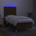 vidaXL Posteľ boxsping s matracom a LED tmavohnedá 100x200 cm látka