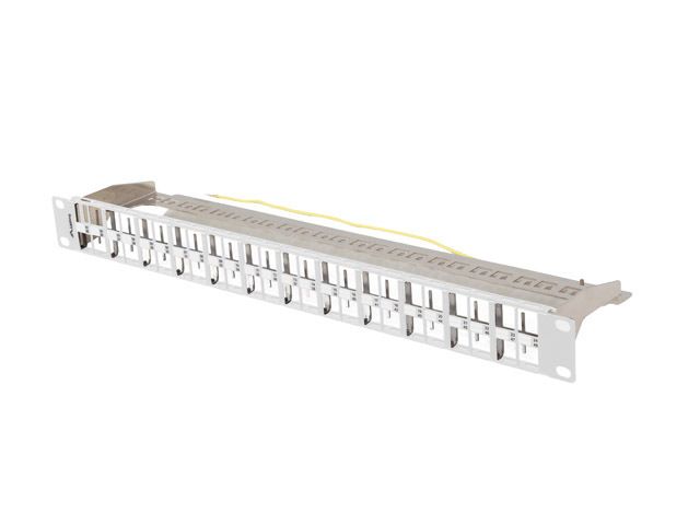 Patch panel prázdný 48 portov 1U 19'' ftp pro moduly keystone šedý lanberg