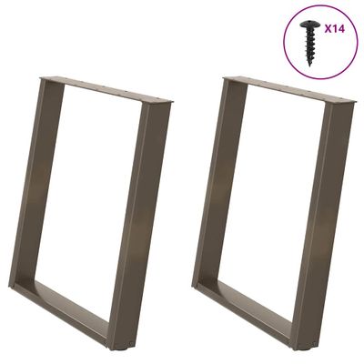 vidaXL Nohy k jedálenskému stolu v tvare U, 2 ks, prírodná oceľ, 80 x (72-73) cm, oceľ