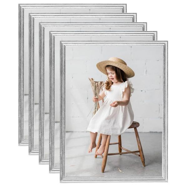 vidaXL Fotorámiky na stenu, koláž 5 ks, strieborné 40x50 cm, MDF