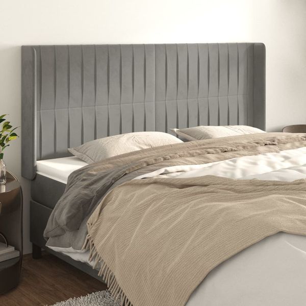 vidaXL Čelo postele so záhybmi bledosivé 163x16x118/128 cm zamat