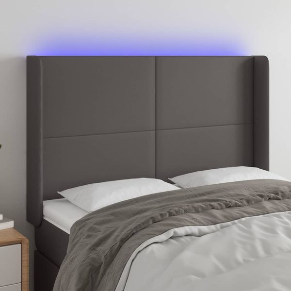VidaXL Čelo postele sivé 147x16x118/128 cm umelá koža