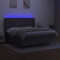vidaXL Posteľ boxsping s matracom a LED tmavosivá 160x200 cm látka