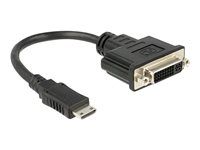 Video adaptér - 19 pin mini HDMI Type C s kolíkmi (male) na DVI-I so zdierkami (female) - 20 cm - čierna