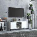 vidaXL TV stolík nohy z kovu lesklý biely 103,5x35x50 cm