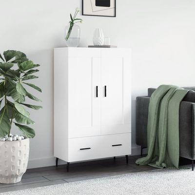 vidaXL Vysoká skrinka biela 69,5x31x115 cm kompozitné drevo
