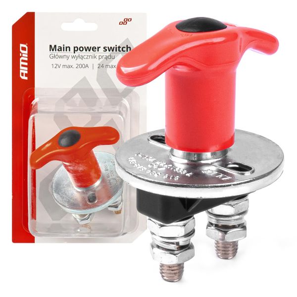 Hlavný vypínač autobatérie pákový 12/24V AMIO-03024