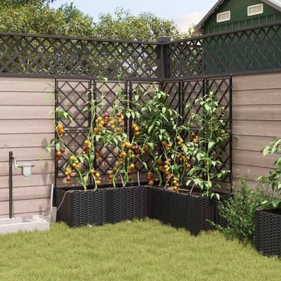 vidaXL Záhradný kvetináč 5 pcs Čierny 120 x 120 x 142 cm Plast