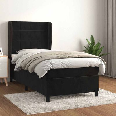 vidaXL Posteľný rám boxspring s matracom čierny 100x200 cm zamat