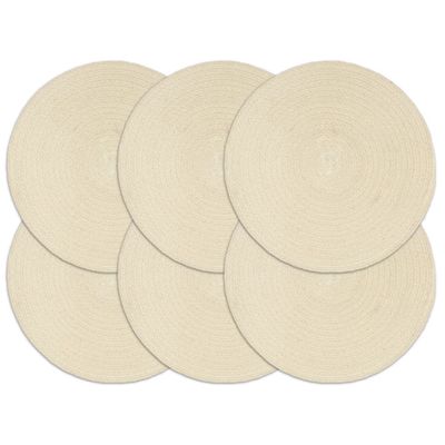 vidaXL Prestierania 6 ks prírodné 38 cm bavlnené okrúhle