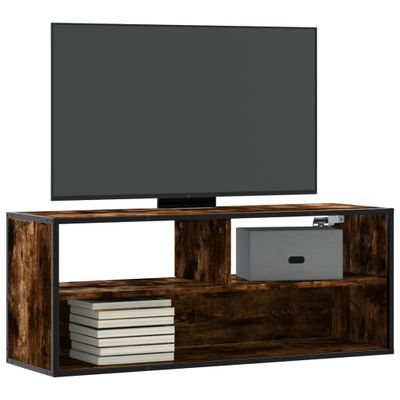 vidaXL TV skrinka dymový dub 100x31x39,5 cm kompozitné drevo a kov