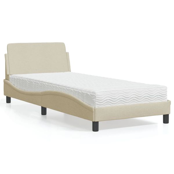 vidaXL Posteľ s matracom Dover krémová 90x200 cm látka