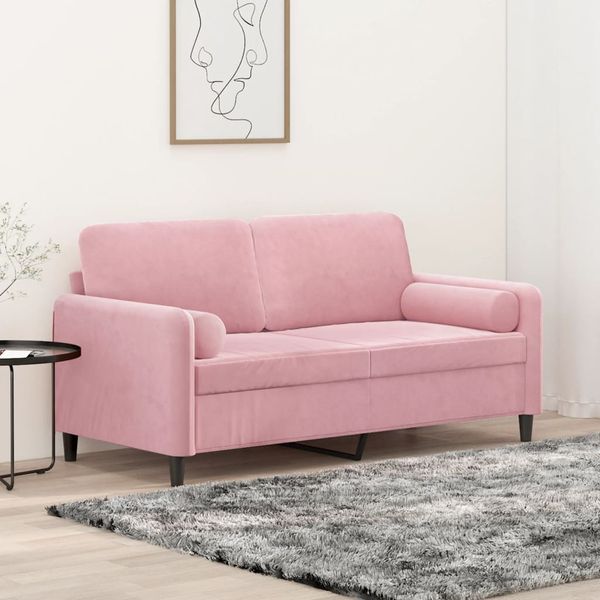 vidaXL 2-miestna pohovka s vankúšmi ružová 140 cm zamat
