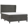 vidaXL Posteľný rám boxspring s matracom tmavosivý 140x190 cm zamat