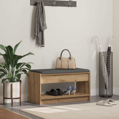 vidaXL Lavica na topánky s vankúšom Dub artisan 83 x 38 x 45 cm