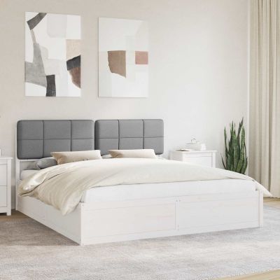vidaXL Rám postele s čalúneným čelom Svetlosivá 200 x 200 cm