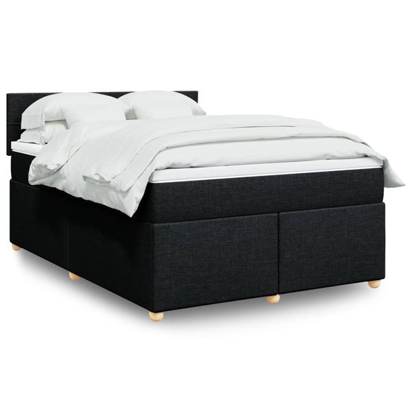 vidaXL Posteľný rám boxspring s matracom čierny 140x200 cm látka
