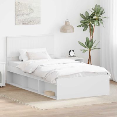vidaXL Rám postele Biela 100 x 200 cm Masívne borovicové drevo