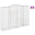 vidaXL Oblúkové gabionové koše 9ks 300x30x200/220cm pozinkované železo
