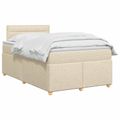 vidaXL Posteľ boxspring s matracom Krémová 120 x 200 cm Látka