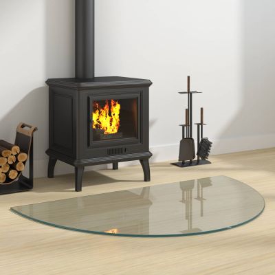 vidaXL Sklenená doska krbu Priehľadná 1000 x 600 mm Sklo
