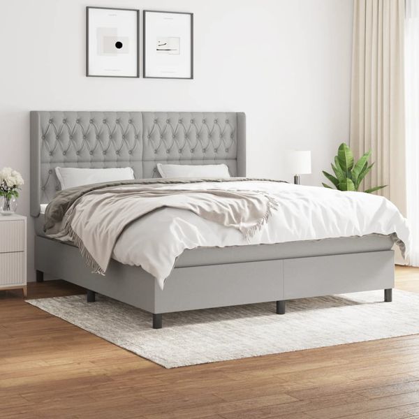vidaXL Boxspring posteľ s matracom bledosivá 180x200 cm látka