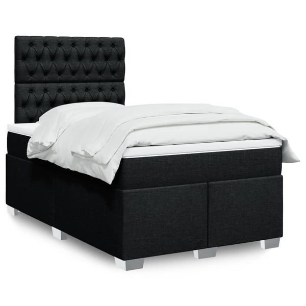 vidaXL Boxspring posteľ s matracom čierna 120x190 cm látka