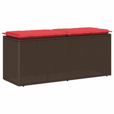 vidaXL Záhradná lavica s vankúšom hnedá 110x40x44 cm Poly ratan