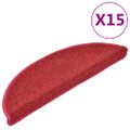 vidaXL Schodové rohože 15 ks 56x17x3 cm červené polkruhové