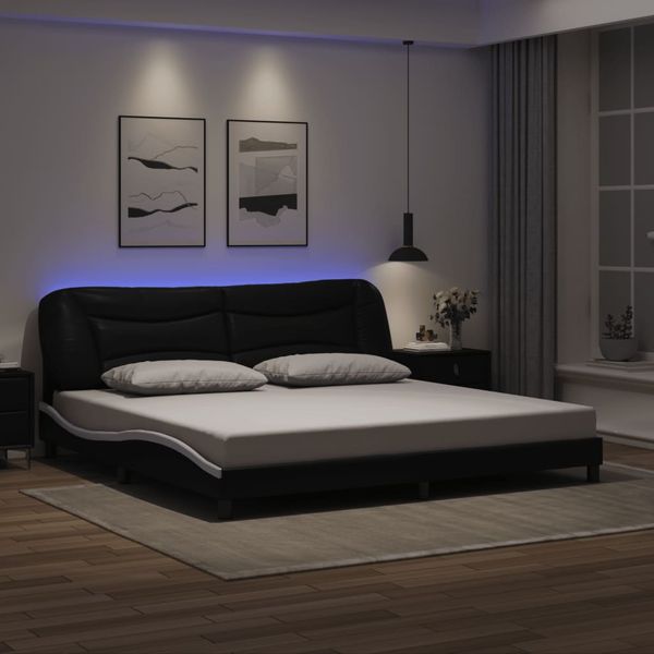 vidaXL Rám postele s LED bez matraca Hvar čierny a biely 200x200 cm