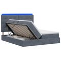 vidaXL LED úložná posteľ s matracom Tmavosivá 200 x 200 cm Zamat