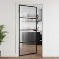 vidaXL Domové dvere 93 x 201,5 x 3,5 cm Hliník a tvrdené sklo
