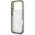 Guess Case Magsafe IML Case Glitter Flowers And Triangle With Metal Camera Frame And Buttons For iPhone 17 Pro Max Black