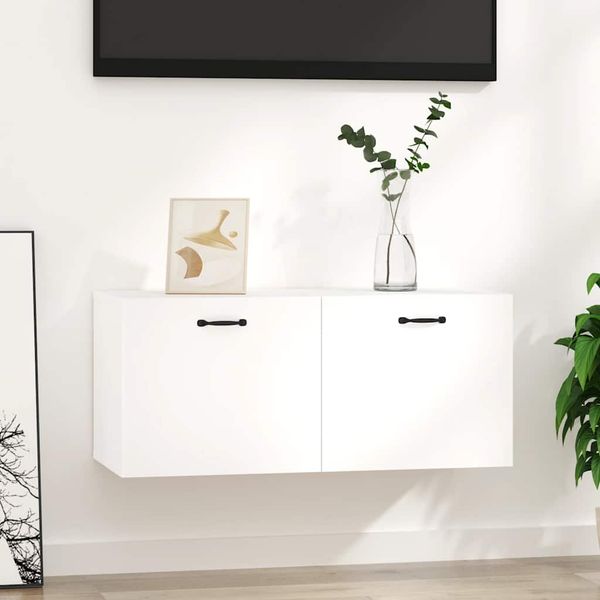 vidaXL Nástenná skrinka lesklá biela 80x36,5x35 cm spracované drevo
