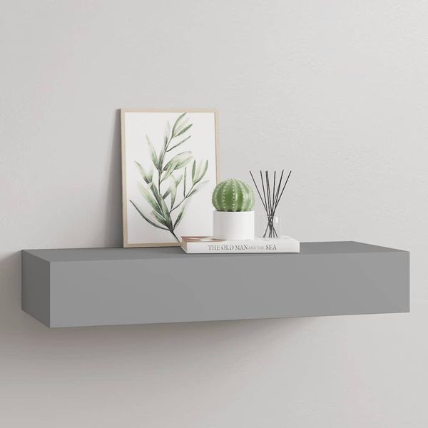 vidaXL Nástenná zásuvková polica sivá 60x23,5x10 cm MDF