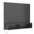 vidaXL Nástenná TV skrinka lesklá sivá 102x23,5x90 cm spracované drevo